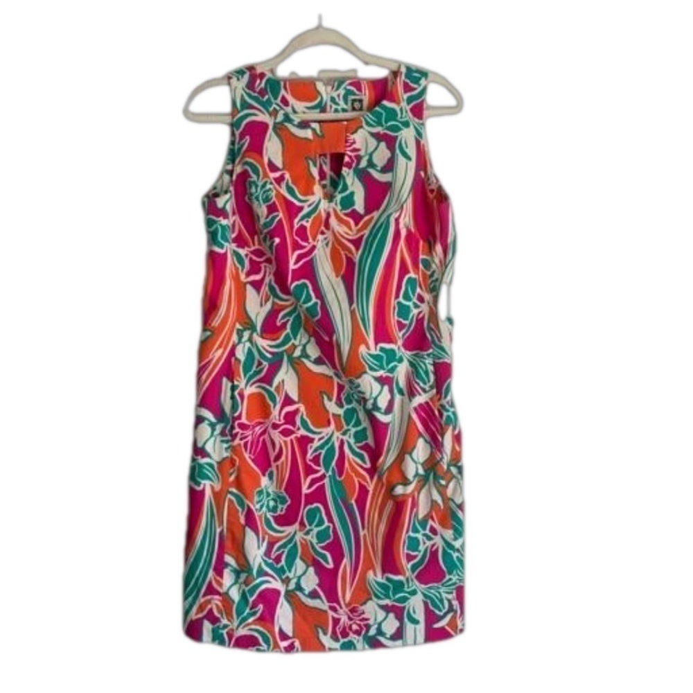 Anne Klein tropical print shift dress size 10